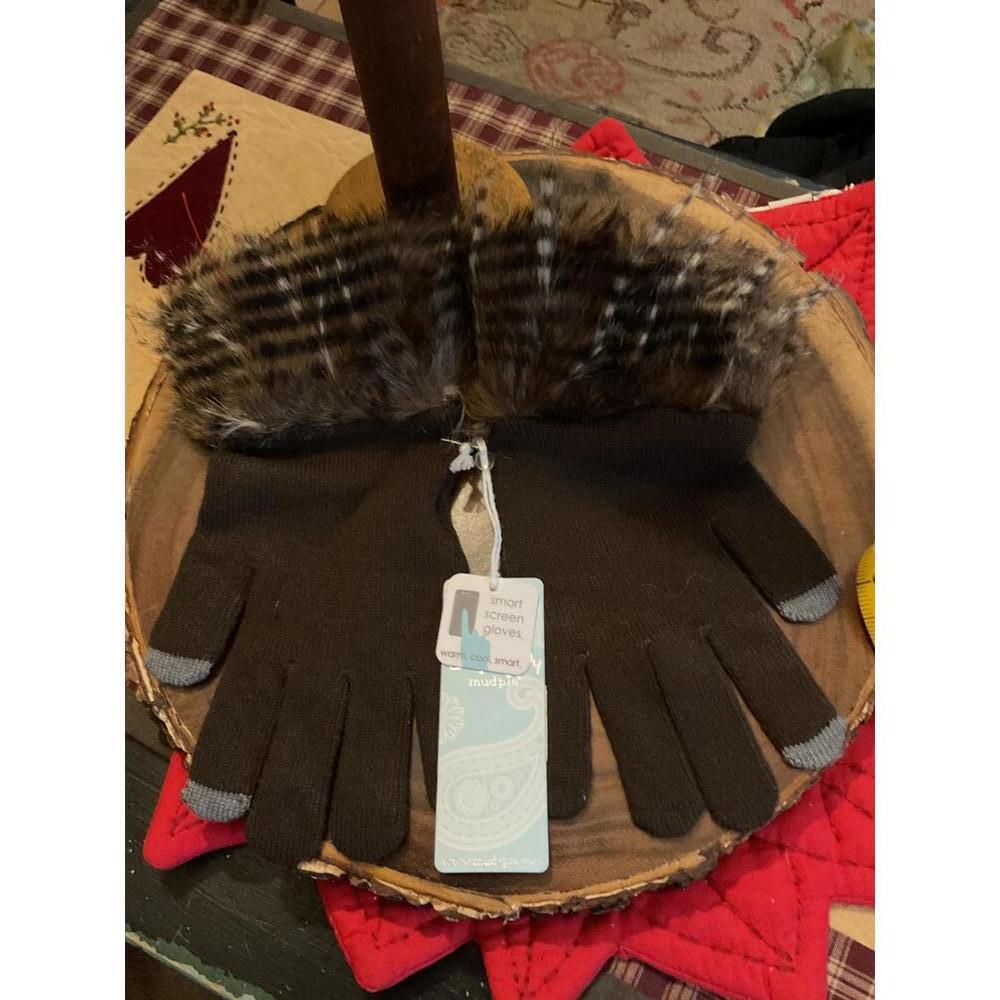 Mud Pie Smart Screen Gloves with Faux Fur Cuff